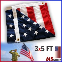 3x5ft US American Flag Heavy Duty Embroidered Stars Sewn Stripes Grommets Oxford