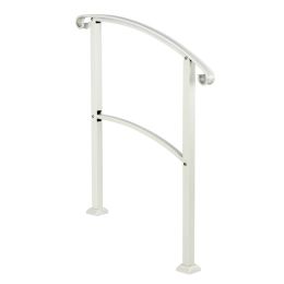 Artisasset Outdoor 1-3 Steps Adjustable Wrought Iron Handrails White