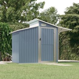 Garden Shed Gray 106.3"x51.2"x82.1" Galvanized Steel