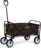 YSSOA Rolling Collapsible Garden Cart Camping Wagon; with 360 Degree Swivel Wheels &amp; Adjustable Handle; 220lbs Weight Capacity; Brown