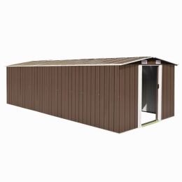 Garden Shed 101.2" x 228.3" x 71.3" Metal Brown