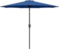 Simple Deluxe 9ft Outdoor Market Table Patio Umbrella with Button Tilt; Crank and 8 Sturdy Ribs for Garden; Blue