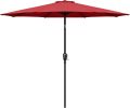 Simple Deluxe 9ft Outdoor Market Table Patio Umbrella with Button Tilt; Crank and 8 Sturdy Ribs for Garden; Red