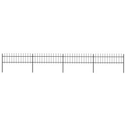 Garden Fence with Spear Top Steel 267.7"x23.6" Black