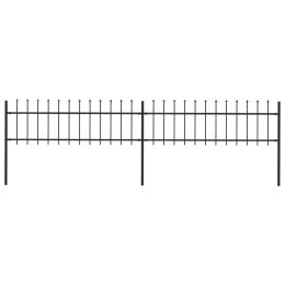 Garden Fence with Spear Top Steel 133.9"x23.6" Black