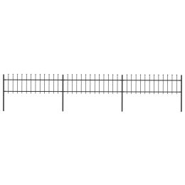 Garden Fence with Spear Top Steel 200.8"x23.6" Black