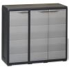 Garden Storage Cabinet with 2 Shelves Black and Gray