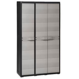 Garden Storage Cabinet with 4 Shelves Black and Gray