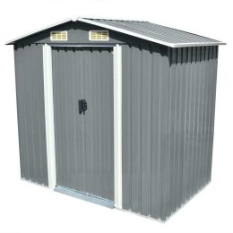 Garden Storage Shed Gray Metal 80.3"x52"x73.2"