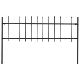 Garden Fence with Spear Top Steel 66.9"x23.6" Black