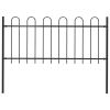 Garden Fence with Hoop Top Steel 5.6' Black