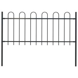 Garden Fence with Hoop Top Steel 5.6' Black