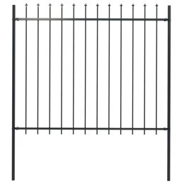 Garden Fence with Spear Top Steel 66.9"x59.1" Black