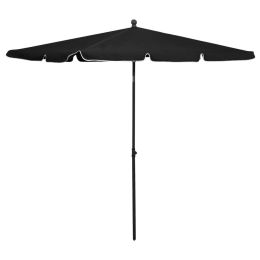 Garden Parasol with Pole 82.7"x55.1" Black