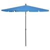 Garden Parasol with Pole 82.7"x55.1" Azure Blue