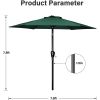 Simple Deluxe 7.5' Patio Outdoor Table Market Yard Umbrella with Push Button Tilt/Crank; 6 Sturdy Ribs for Garden; Deck; Backyard; Pool; 7.5ft; Green