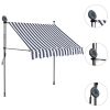 Manual Retractable Awning with LED 59.1" Blue and White