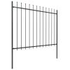 Garden Fence with Spear Top Steel 200.8"x59.1" Black