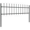 Garden Fence with Spear Top Steel 334.6"x23.6" Black