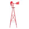 8FT Weather Resistant Yard Garden Windmill Red