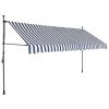 Manual Retractable Awning with LED 157.5" Blue and White