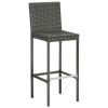 Garden Bar Stools with Cushions 2 pcs Gray Poly Rattan