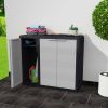 Garden Storage Cabinet with 2 Shelves Black and Gray