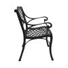 2 Piece Outdoor Dining Chairs; Cast Aluminum Chairs with Armrest; Patio Bistro Chair Set of 2 for Garden; Backyard (Lattice Design 2 Chairs)