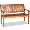 Two Person Solid Wood Garden Bench with Curved Backrest and Wide Armrest