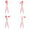 8FT Weather Resistant Yard Garden Windmill Red