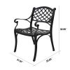 2 Piece Outdoor Dining Chairs; Cast Aluminum Chairs with Armrest; Patio Bistro Chair Set of 2 for Garden; Backyard (Lattice Design 2 Chairs)