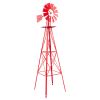 8FT Weather Resistant Yard Garden Windmill Red