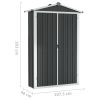 Garden Shed Anthracite 42.3"x18.1"x72" Galvanized Steel