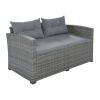 9-piece Outdoor Patio Large Wicker Sofa Set;  Rattan Sofa set for Garden;  Backyard; Porch and Poolside;  Gray wicker;  Gray Cushion