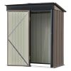 TOPMAX Patio 5ft Wx3ft. L Garden Shed; Metal Lean-to Storage Shed with Lockable Door; Tool Cabinet for Backyard; Lawn; Garden; Brown