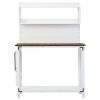 TOPMAX 65inch Garden Wood Workstation Backyard Potting Bench Table with Shelves; Side Hook and Foldable Side Table; White