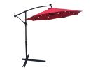 10 ft Outdoor Patio Umbrella Solar Powered LED Lighted 8 Ribs Umbrella with Crank and Cross Base for Garden Outside Deck Swimming Pool