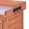 TOPMAX Outdoor 39" Potting Bench Table; Rustic Garden Wood Workstation Storage Cabinet Garden Shed with 2-Tier Shelves and Side Hook; Orange