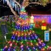 Remote+Warm White Solar Waterfall String Light Christmas Tree Hanging US