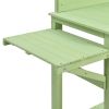 TOPMAX 65inch Garden Wood Workstation Backyard Potting Bench Table with Shelves; Side Hook and Foldable Side Table; Green