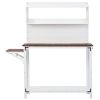 TOPMAX 65inch Garden Wood Workstation Backyard Potting Bench Table with Shelves; Side Hook and Foldable Side Table; White