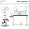 TOPMAX 65inch Garden Wood Workstation Backyard Potting Bench Table with Shelves; Side Hook and Foldable Side Table; White