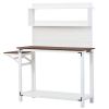 TOPMAX 65inch Garden Wood Workstation Backyard Potting Bench Table with Shelves; Side Hook and Foldable Side Table; White