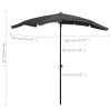 Garden Parasol with Pole 78.7"x51.2" Anthracite