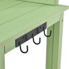 TOPMAX 65inch Garden Wood Workstation Backyard Potting Bench Table with Shelves; Side Hook and Foldable Side Table; Green