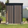 TOPMAX Patio 5ft Wx3ft. L Garden Shed; Metal Lean-to Storage Shed with Lockable Door; Tool Cabinet for Backyard; Lawn; Garden; Brown