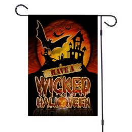 2pcs Halloween Decorations Garden Flag 12x18 Vertical Double Sided I Smell Children Sisters Fall Outside Hocus Pocus Decor Burlap Yard Flag (Color: Pic C)