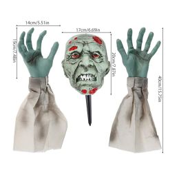 Halloween Scary Doll Horror Decoration To Insert Large Swing Ghost New Voice Control Decoration Outdoor Home Garden Scary Props (Color: Basic)