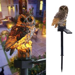 Solar Owl Garden Light Owl Solar Lamp Parrot Lawn Light Solar Lights Outdoor Solar Light Animal Pixie Lawn Lamp Waterproof Decor (Emitting Color: Brown)