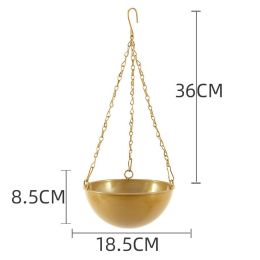 Nordic Metal Hanging Chain Flower Pot Iron Hanging Flower Basket Vase Plant Hanging Planter For Home Garden Balcony Decoration (Ships From: China)